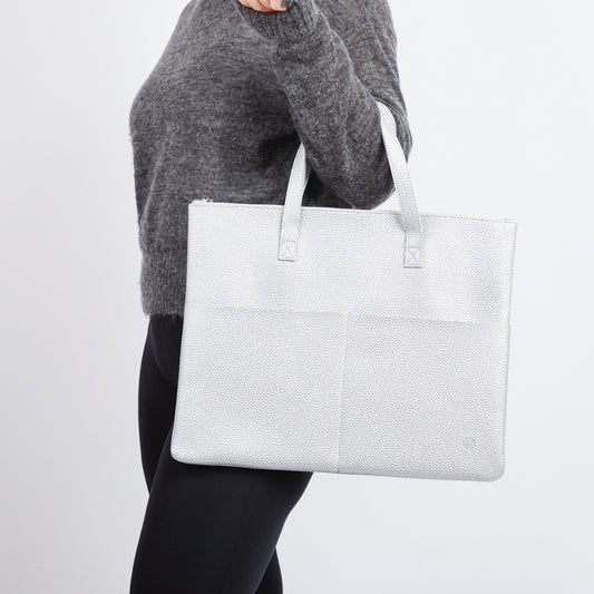 Tucuman Tote Bag in Sparkly Silver Luxe