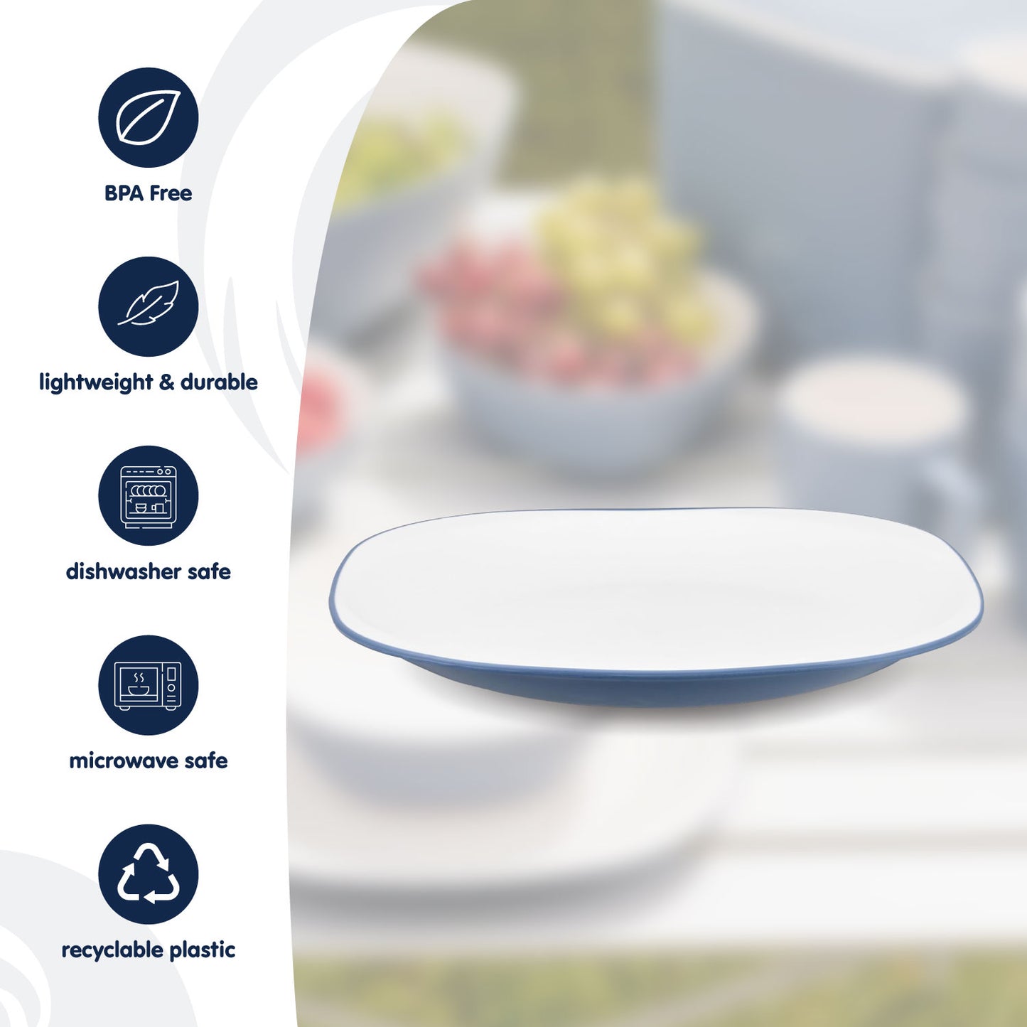 Blue Pool Set of 4 Two-Tone Matte Plates