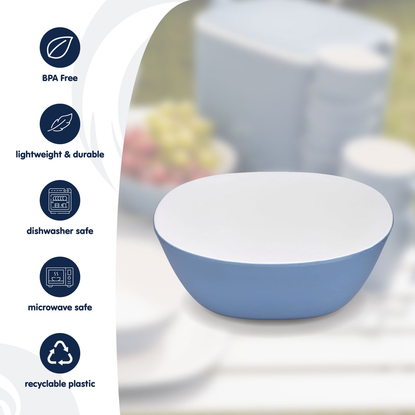 Blue Pool Set of 4 Two-Tone Bowls