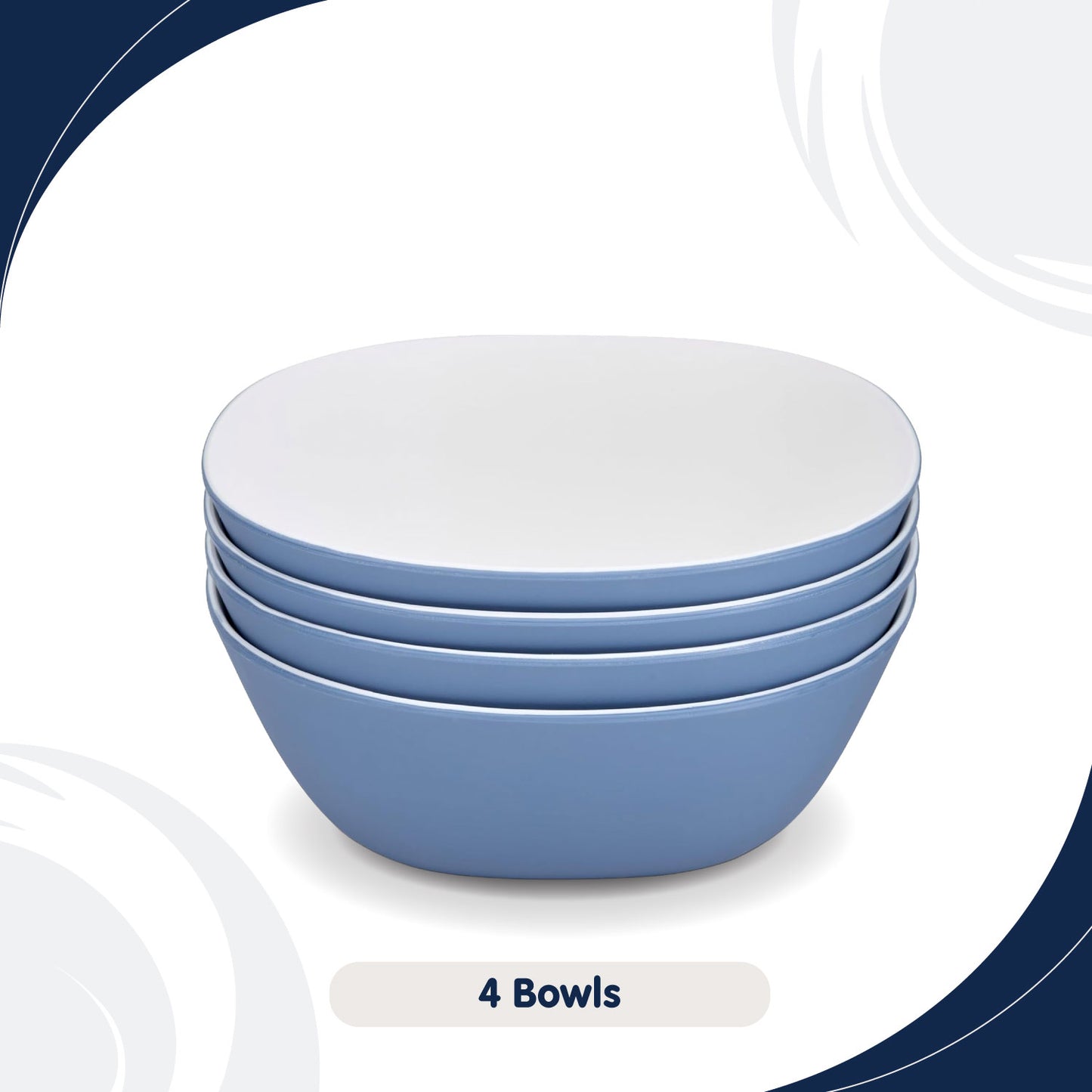 Blue Pool Set of 4 Two-Tone Bowls
