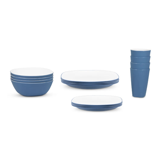 Blue Pool 16pc Two-Tone Dinnerware SET