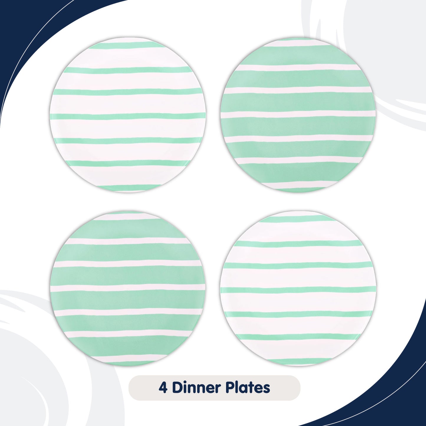 Thurlestone Set of 4 Striped Dinner Plates (RPET)