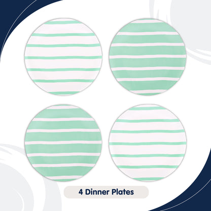Thurlestone Set of 4 Striped Dinner Plates (RPET)